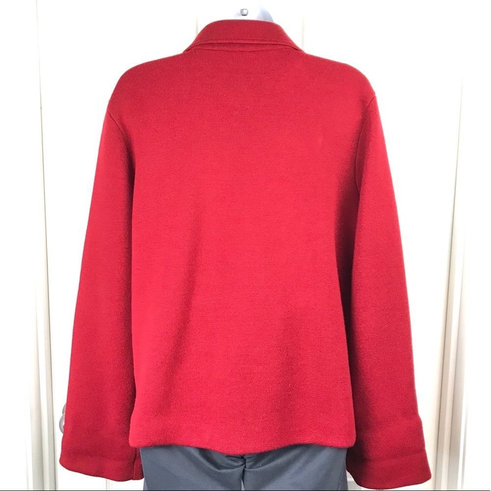 Talbots Red 100% Merino Wool Floral Lined Jacket M - Picture 4 of 8
